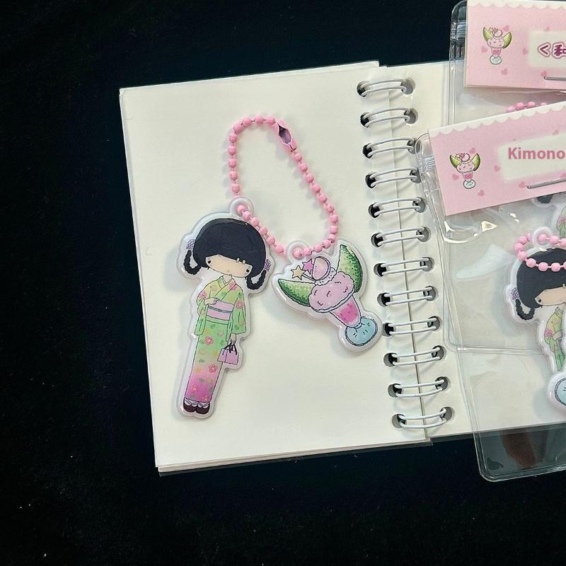 Cute Mini Puff Foam Keychain Cartoon Girl Phone Keyring Pendant Key Hanging Decoration Bag Charms For Couple Gifts