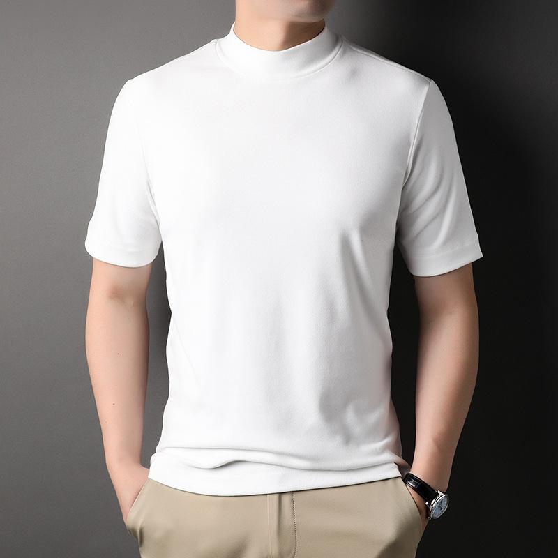 Pánská oboustranná sametová mikina s polovičním rukávem, polovičním rolákem, tričko s tříčtvrtečním rukávem, módní tenké termoprádlo