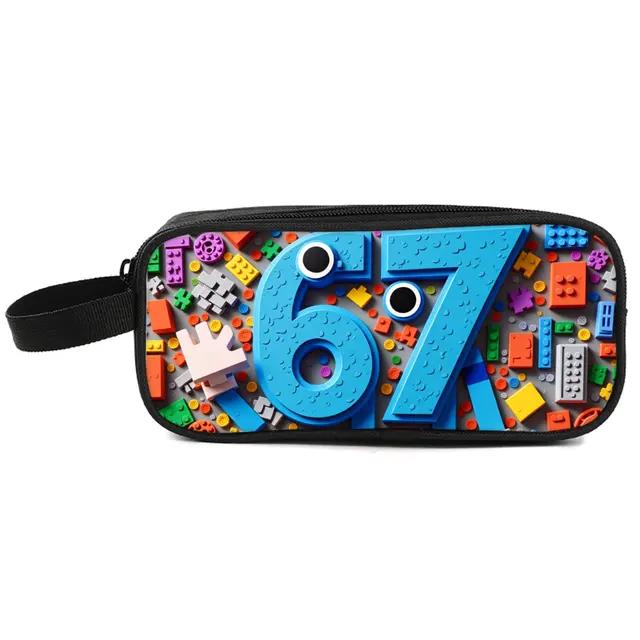 Colorful Number 67 Double Layered Fabric Pencil Case Handheld Design for Boys/Girls-Best Gift 3D Cartoon School Use Children