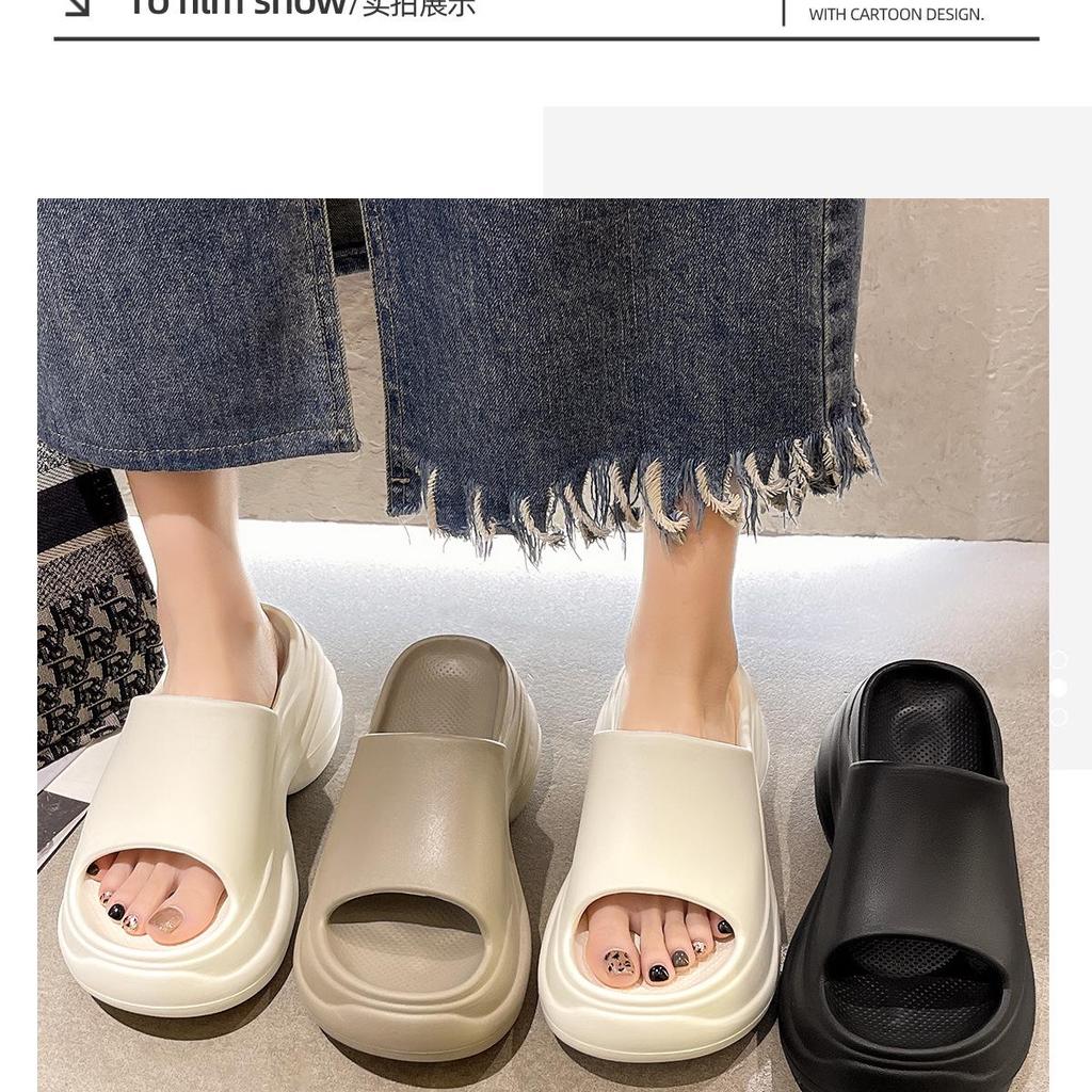 Women's 8cm Height-Boosting EVA Slippers, Thick-Sole for Indoor/Outdoor, Breathable Summer Bathroom Use