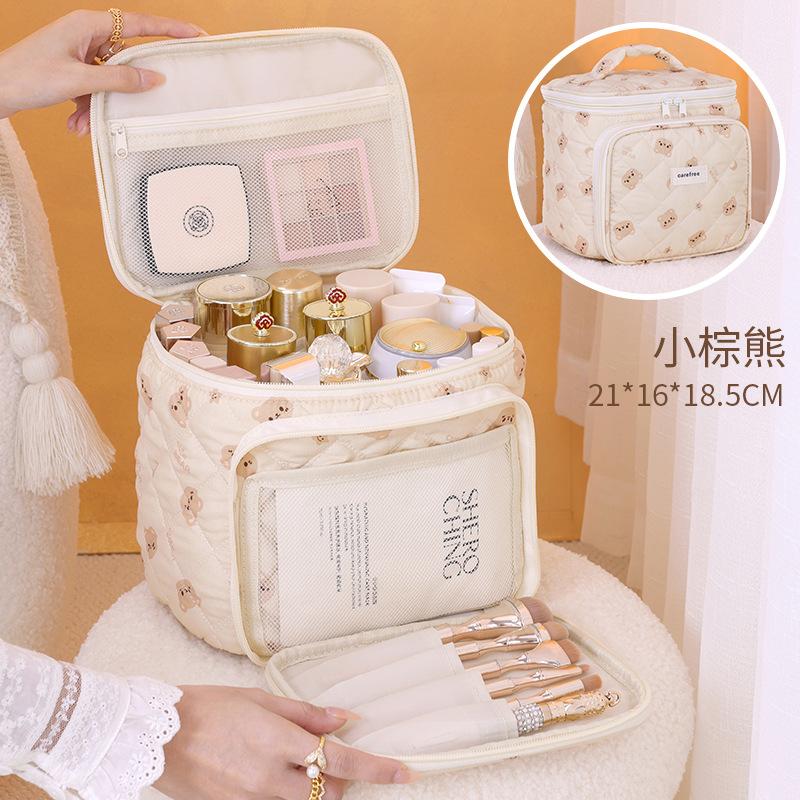 Cross Border New High-value Large Capacity Partitioned Storage Magic Makeup Bag Travel Portable Brush