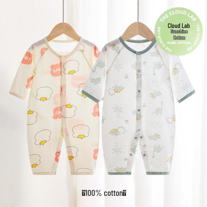 Newborn Pure Cotton Long Sleeve Onesie: Spring-Summer Air Conditioning Suit & Pajamas