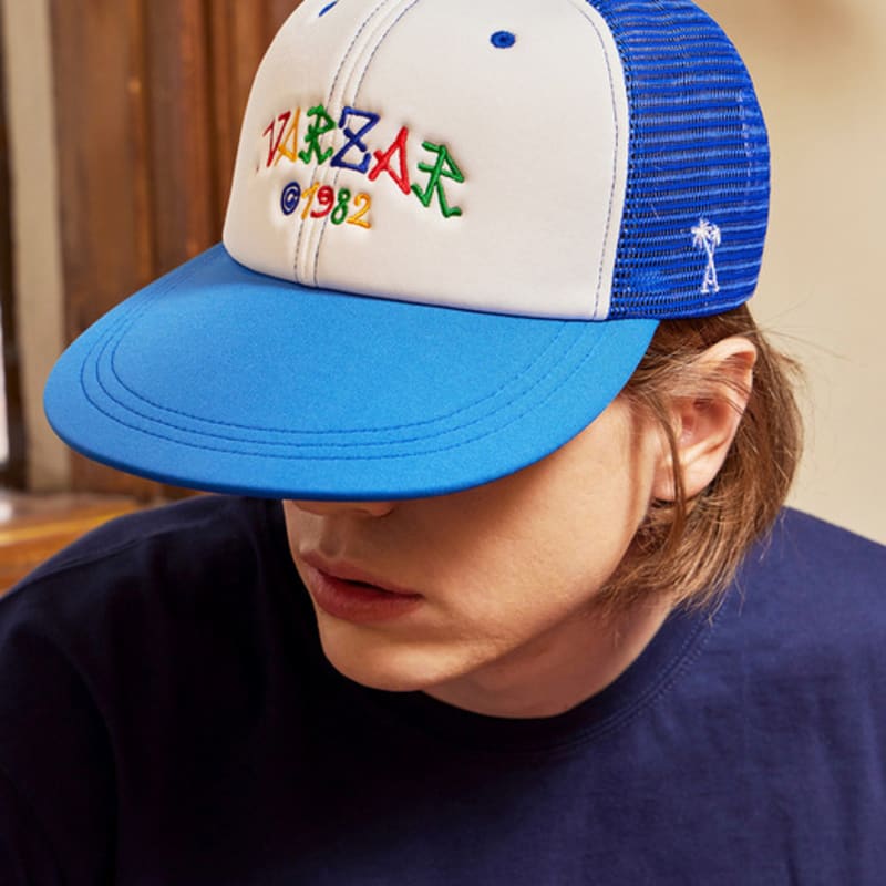 

VARZAR Palm Tree Logo Ordinary Mesh Cap Blue FREE