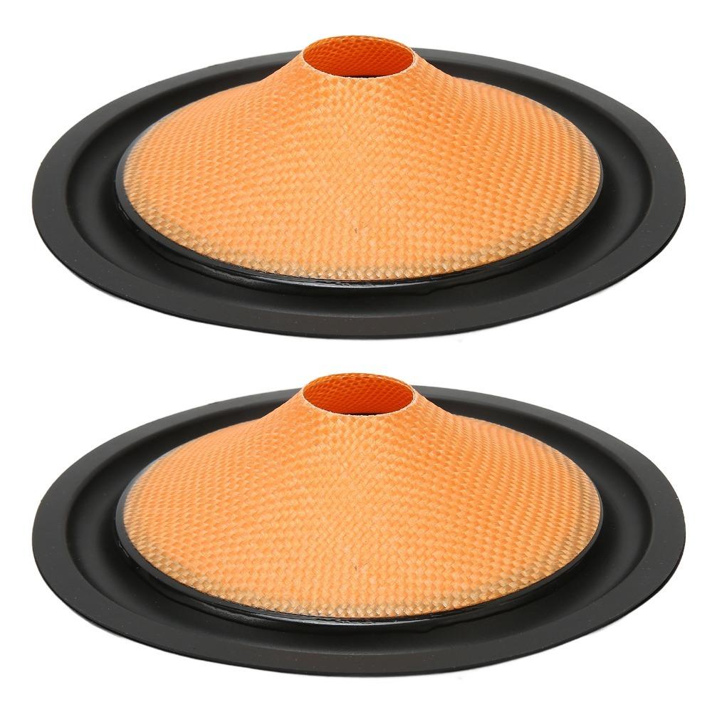 2PCS Orange Paper Speaker Cone Rubber Surround Drum Paper Subwoofer Cone Subwoofer Replacement