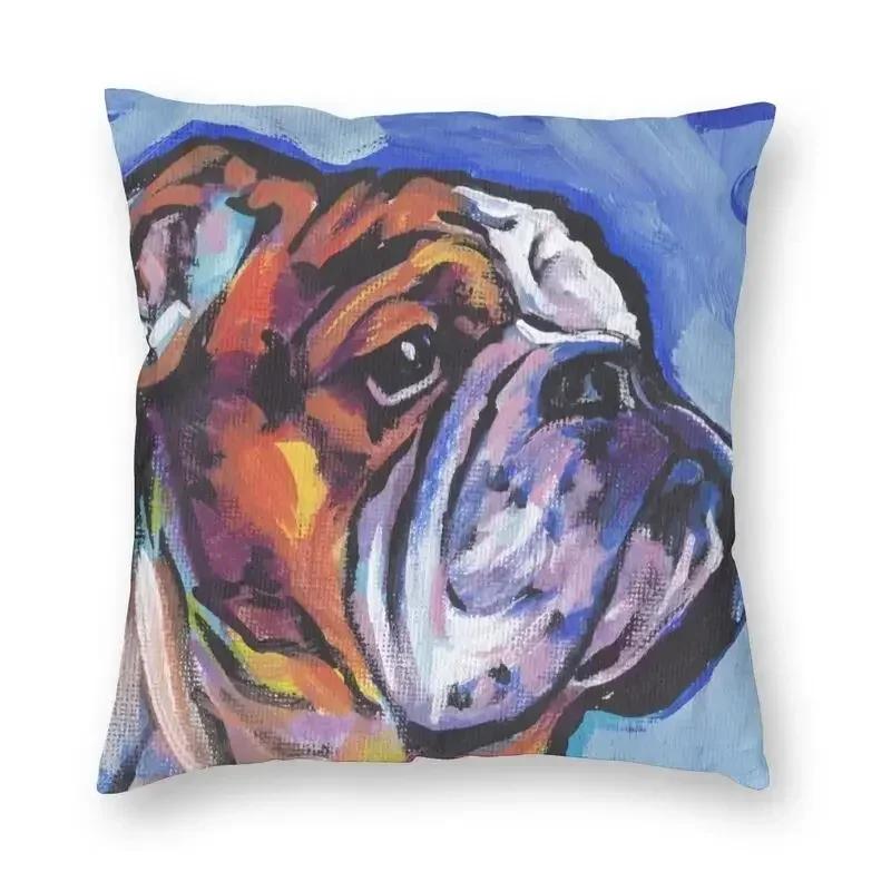 Home Pillowcase Office Decor Cushion Cover English Bulldog Print Pattern Decor