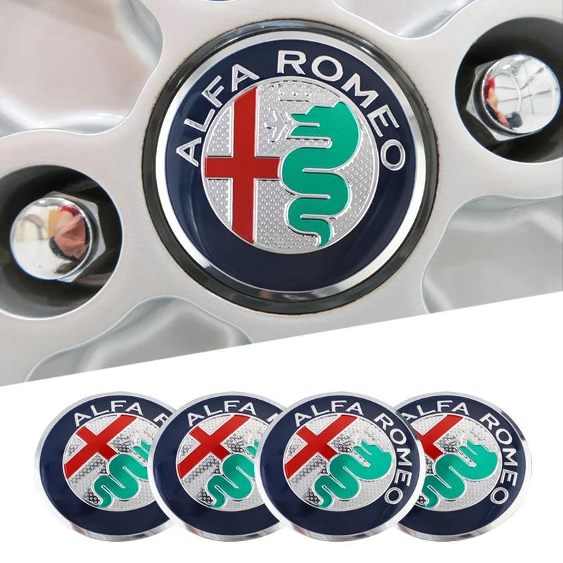 Autostickers Voor Alfa Romeo 4 stuks 56mm Wielnaafdop Naafdop Badge Sticker Embleem Decal Auto Accessoires Voor Alfa Romeo 4C 159 166