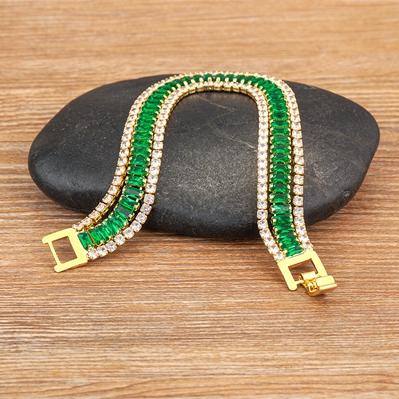 

Nidin Fashion Ins Popular 7 Colors Cubic Zirconia Colorful Bracelet For Women Girls Rainbow Jewelry Fine Birthday Party Gift зелений