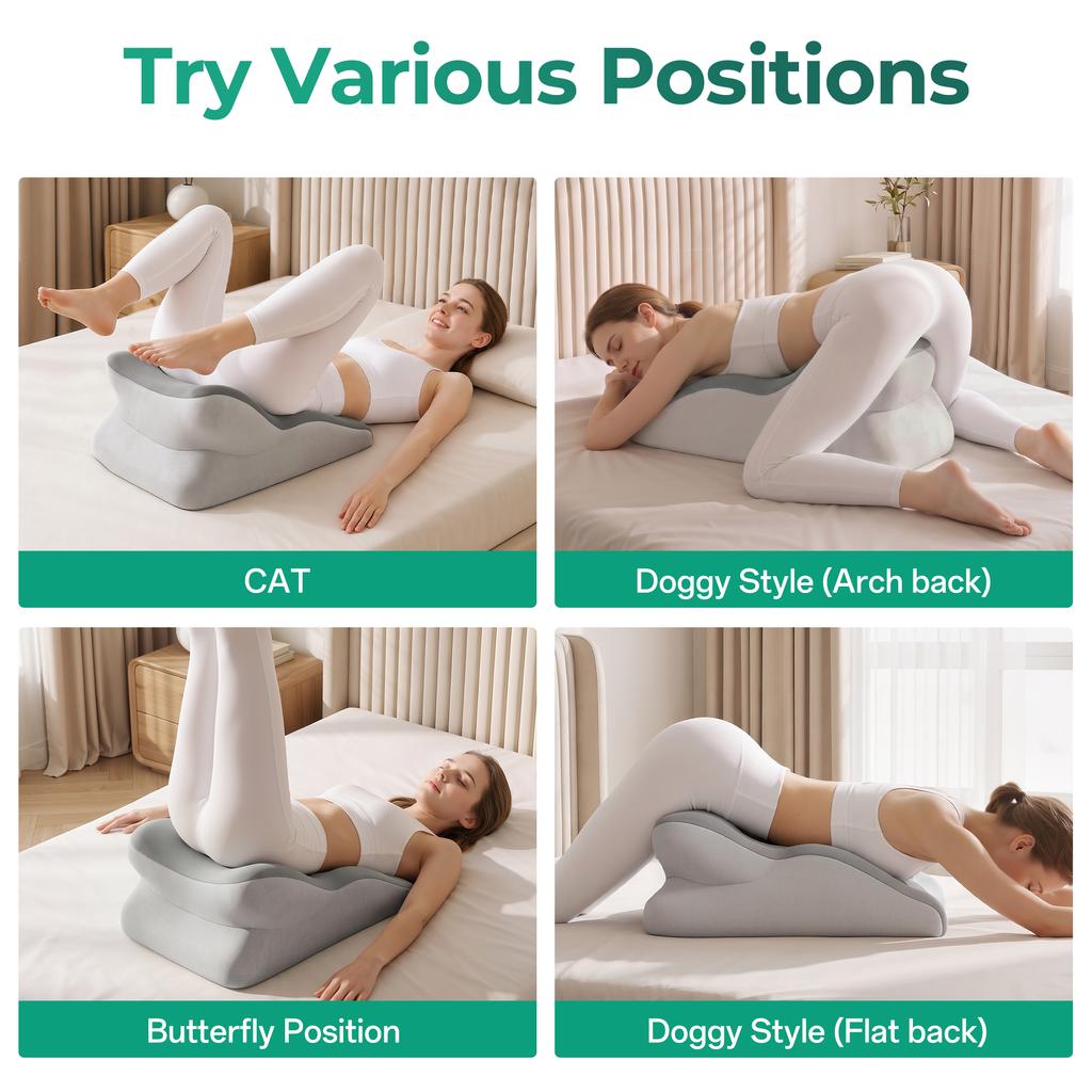 Sex Pillow for Couples – 27° Intimate Wedge Pillow, Memory Foam, for Intimate Positions & Sex Positions, Washable, Couple Pillow, Grey