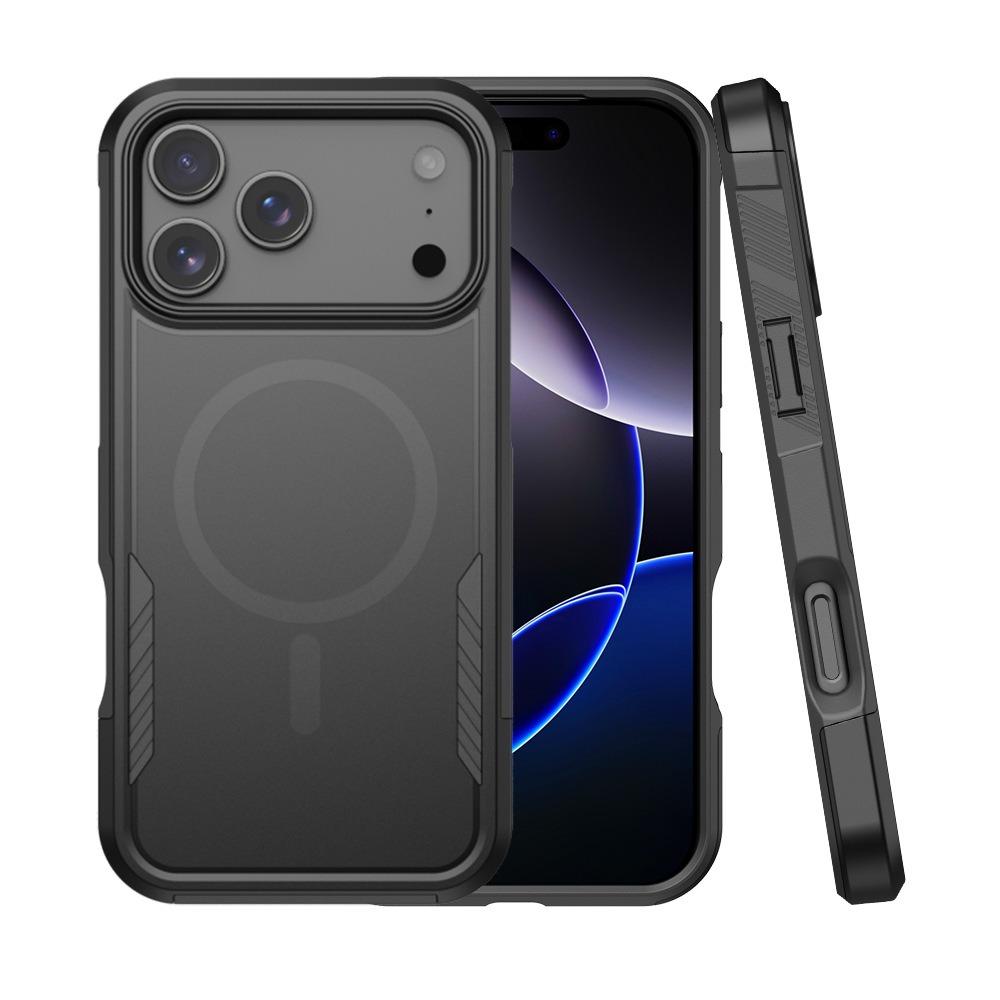 For iPhone 17 Pro Max Magnetic Case PC + TPU Shockproof Matte Phone Cover