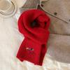 New Autumn and Winter Knitted Wool Scarf for Women Korean Version Versatile Embroidered Dachshund Woolen Neck Scarf Thickened Warm Scarf