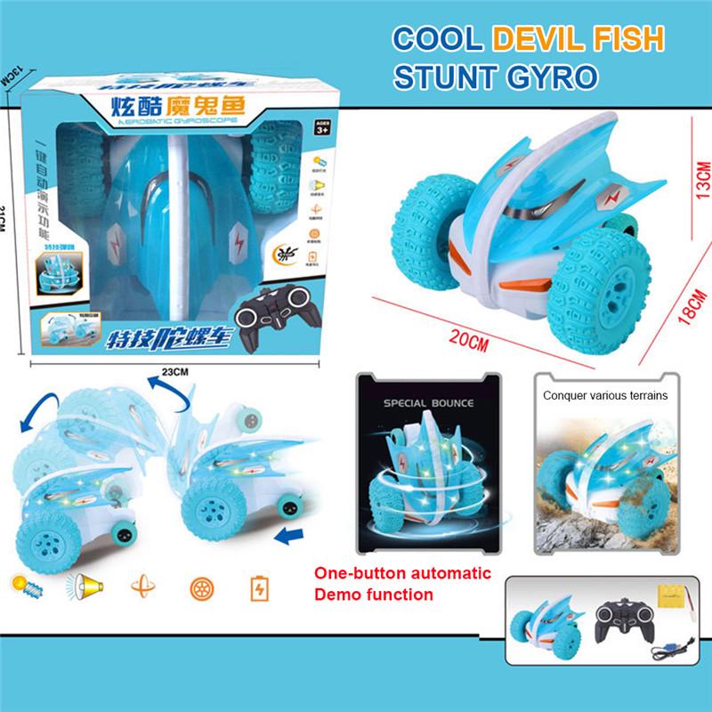 2.4G Devil Fish Bounce Stunt Car Tumble Deformation Tipper Remote Control Car With Light Music