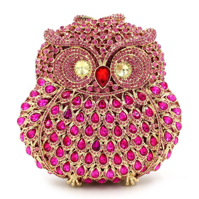 Owl Shape Multi-Colored Rhinestone Crystal Women Evening Clutch Purse Luxury Lady Party Bags Prom Clutches Female Handbags