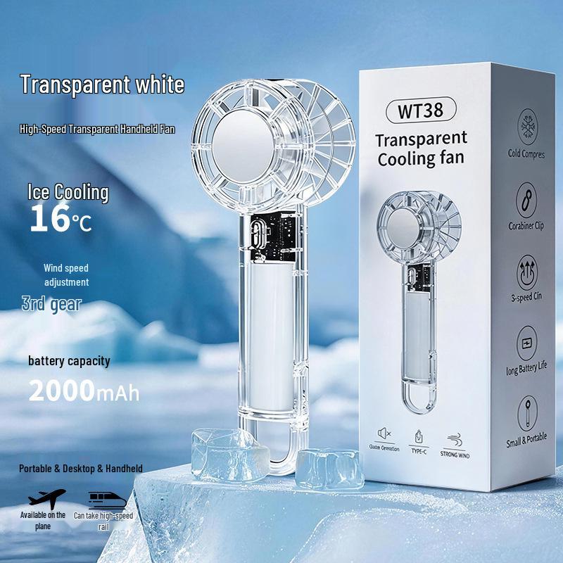 2026 Transparent Mini Turbine USB Handheld Fan with Ice Pack Cooling