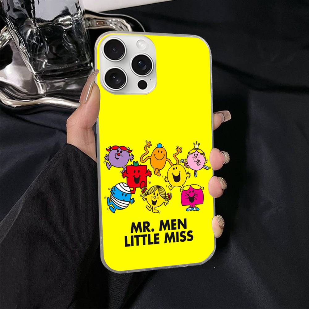 Gifts Mr Men And Little MisS Silver Gradient Pleated Water Ripple Phone Case For IPhone 17 16 15 14 13 12 11 Pro Max