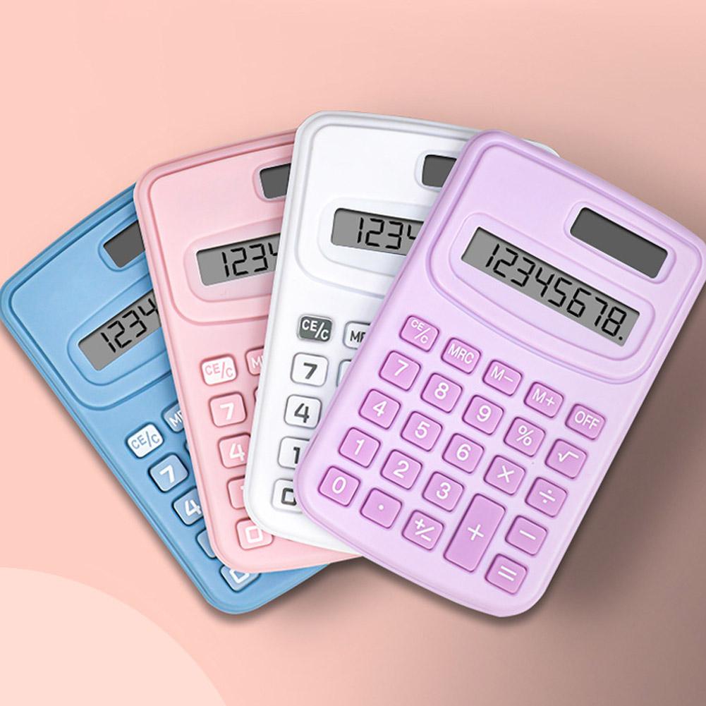 Mechanical Calculator 8 Digit Large Solar Power and LCD Display Big Button Cute Candy Colored Calculator Suitable for Office