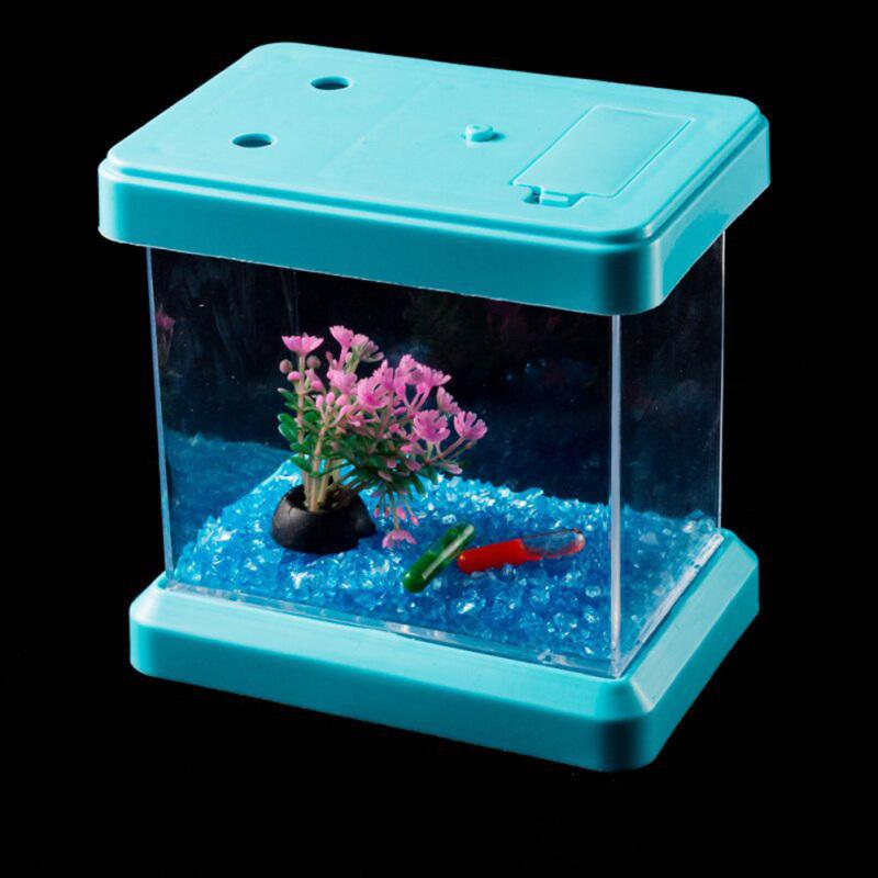 Nowy! Mini kolorowe akwarium zmieniające kolor Odpinany pulpit do oglądania krajobrazu dla żółwi rybnych