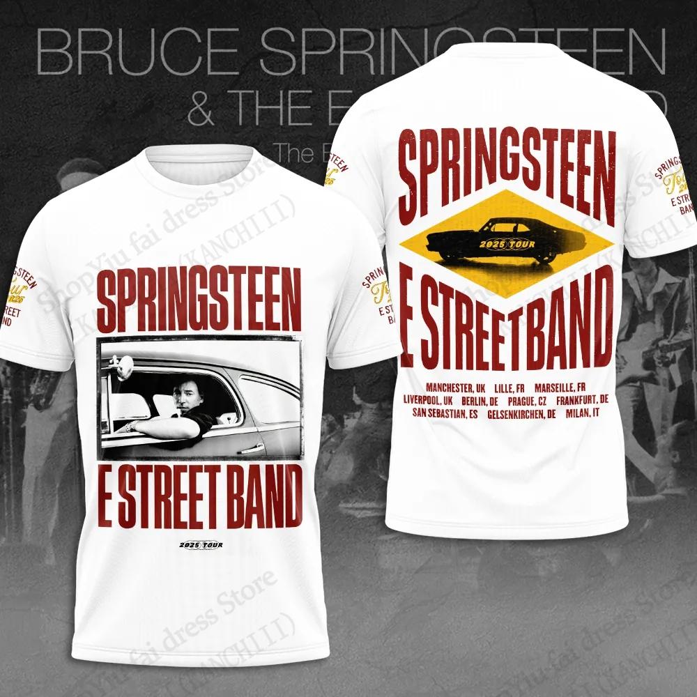 Classic Rock Band Bruce Springsteen 3D Print T-shirts Fashion Hip Hop Short Sleeve Men's T-shirts - Soft Medium Stretch Summer Relaxed Fit Clothing