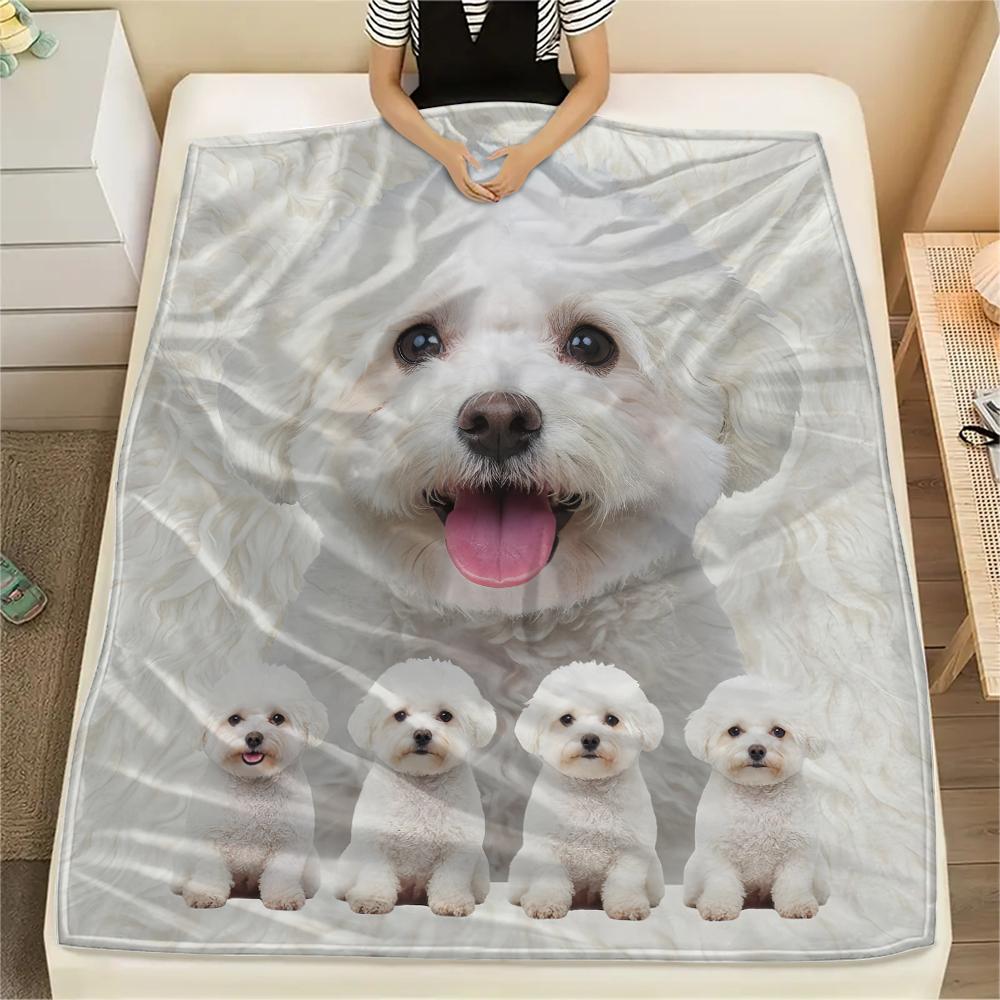 1Pc Chihuahua Poodle Dog Print Flannel Blanket, High quality Comfortable for All Seasons, Home Decor, Warmth and Comfort, Perfect for Gifts