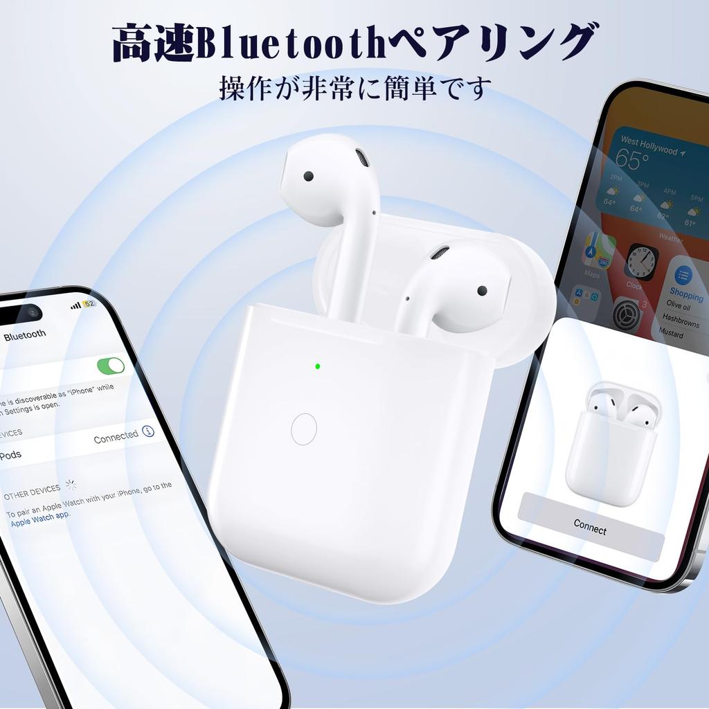 Ersatz-Ladecase für kompatible Ladehalterungen der 1. und 2. Generation, lädt AirPods, beinhaltet Bluetooth-Kopplung und kabelloses Laden