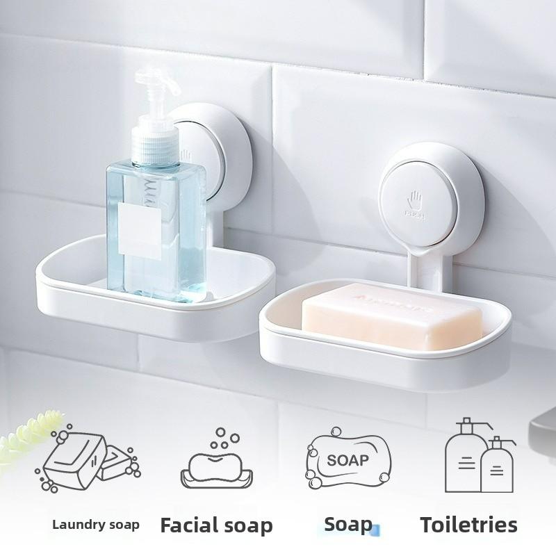 Bathroom No Punching Soap Box Suction Cup Wall Mounted Toilet Wash Household Drain Shelf