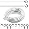 Curtain Tape with 6 Hooks for Net Sheer & Shower Curtain Tracks Cord & Hook Set