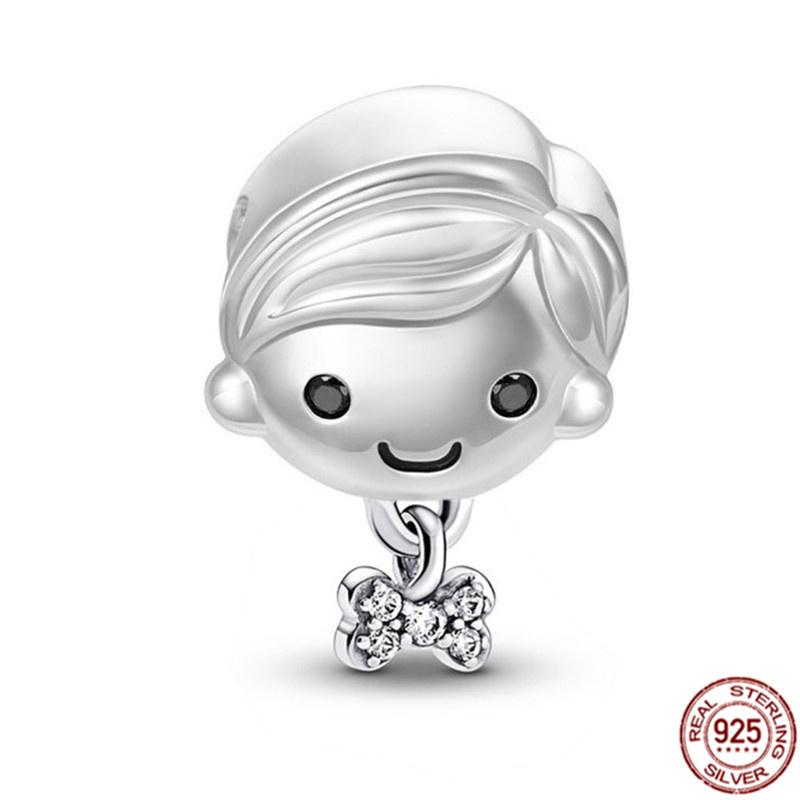 Het försäljning S925 Sterlingsilver Pojke- Flicka-Tonåring & Prinsesskrona Prins Hängberlock Smycken Pärlor Passar Original Armband