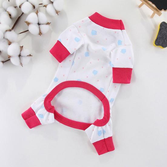 Yousheng Pet Cloth Round Neck Four-Legs Cartoon Pattern Puppy Bread Clothes Summer Pet Pajamas for Indoor