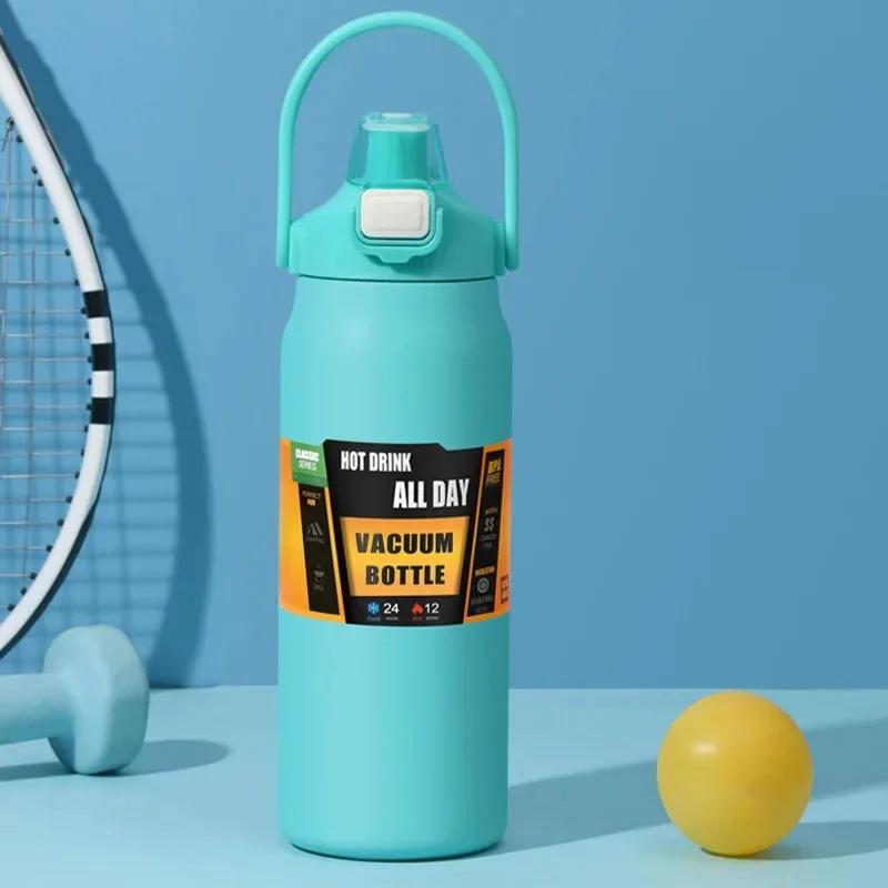 Handy Thermos with Straw Outdoor Sport 304 Steel Thermal Mug Tumbler Travel Outdoor Vacuum Flasks Water Bottle