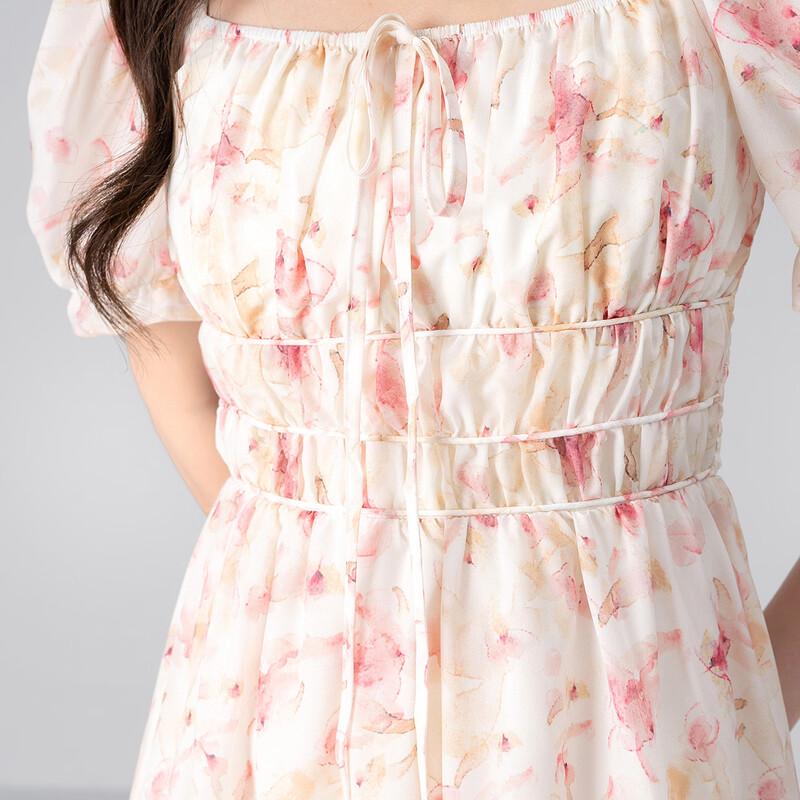 Aiyilian Women's French Floral Midi Dress