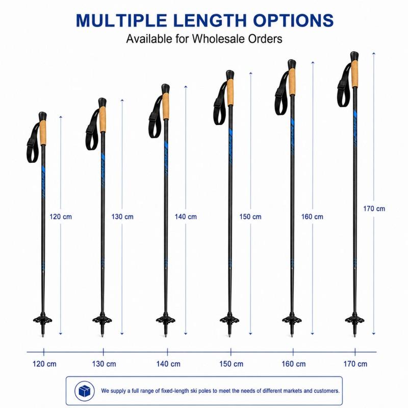 Zeroring Aluminum Carbon Nordic Ski Poles Cross Country Snow Poles With Cork Grip OEM