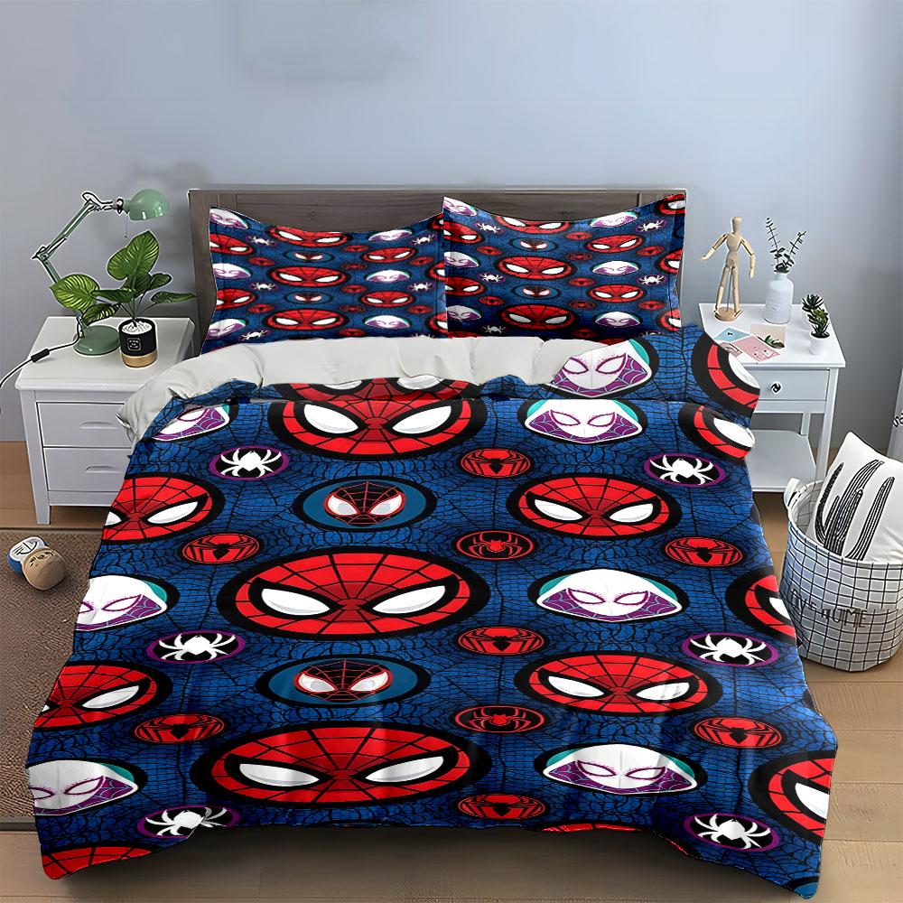 Spider-Man masks and webs. Bedding sets Duvet cover sets Duvet covers Pillowcases(1*Duvet Cover 2*Pillowcases without duvet insert)