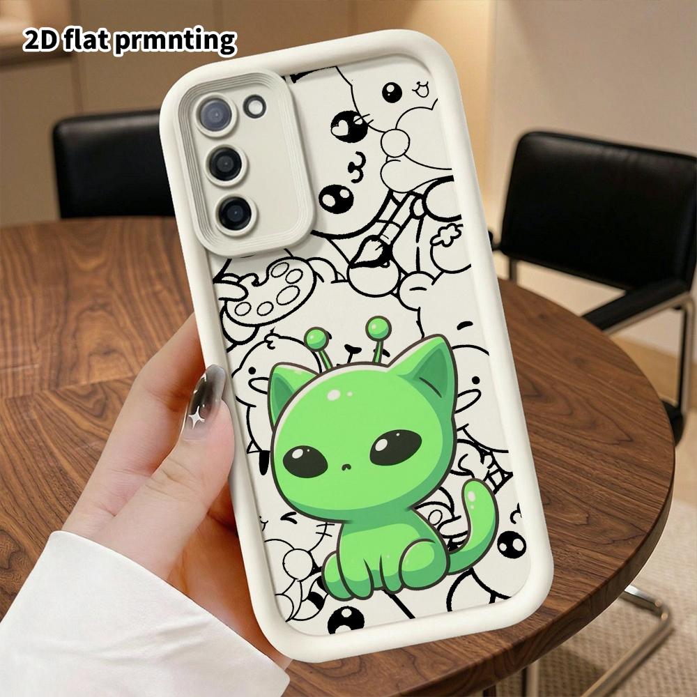 Phone Case: 2D Flat, Suitable for Samsung Galaxy A34 A35 M05 M06 S20 S22 S21 FE Plus 5G Protective Case, Alien Kitten, Perfect Christmas and Halloween