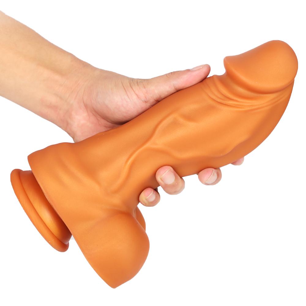 Golden Silicone Dildo Soft Realistic Penis Strap On Dick Masturbator for Women Fisting Anal Plug Sex Toys