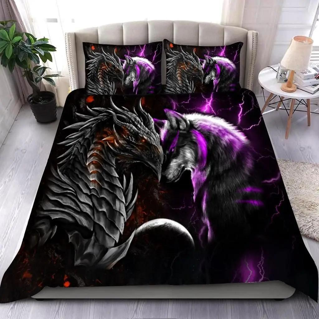Yellow Eye of Black Dragon Duvet Cover Set Fantasy Dragon Large Monster Gothic Bedding Sets Dragon Eyes Comforter Cover 2/3PCS
