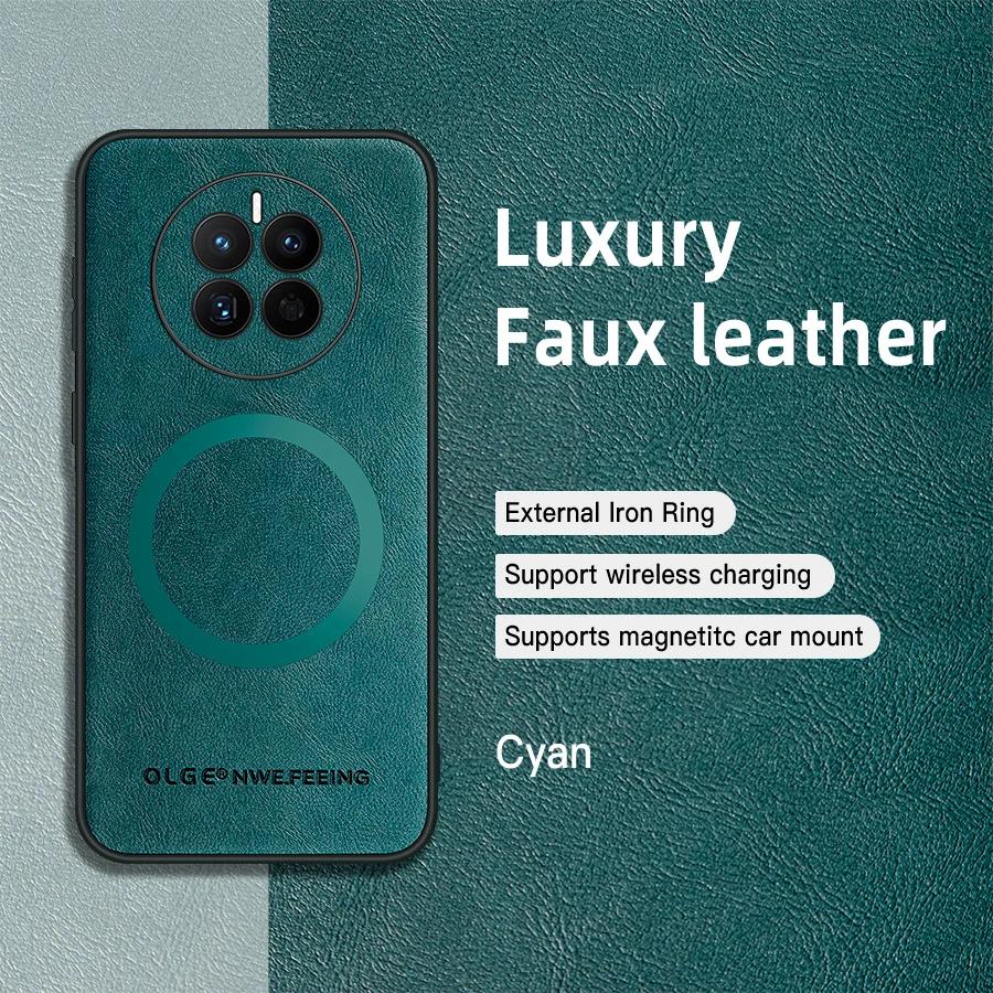 For Huawei Mate 50 50 Pro 50E PU Leather Magnetic Ring Soft Edge Anti-Drop Anti-Fingerprint Phone Case