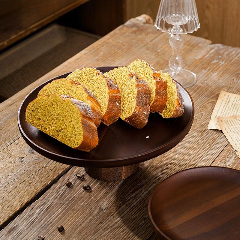 Japanese Acacia Tall Cake Plate Wedding Dessert Table Display Stand Home Furnishings Fruit Snacks Wooden Tray