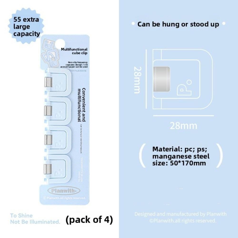 

4PCS Candy Color Letter Paper Clip Can Stand Corner Clip Gifts Push Clips School Supplies синій