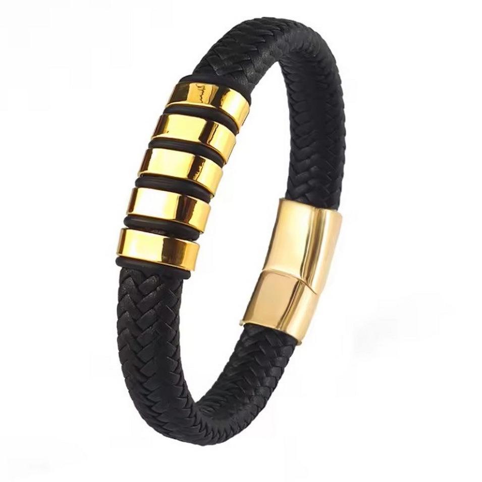 Minimalistisches Design Metall-Strang-Charme Armreif für Herren Magnetischer Verschluss Armband Zubehör Geflochtenes Lederarmband