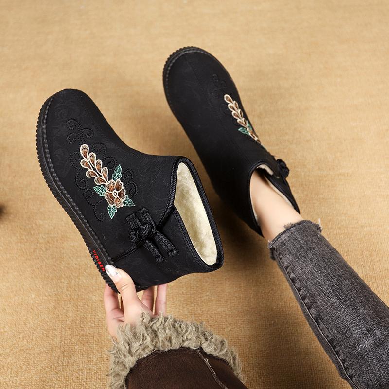 Fashion Women's Snow Boots Winter Fashionable and Comfortable Flat Boots Casual Thick Sole Embroidered Women's Shoes Botas De Mujer