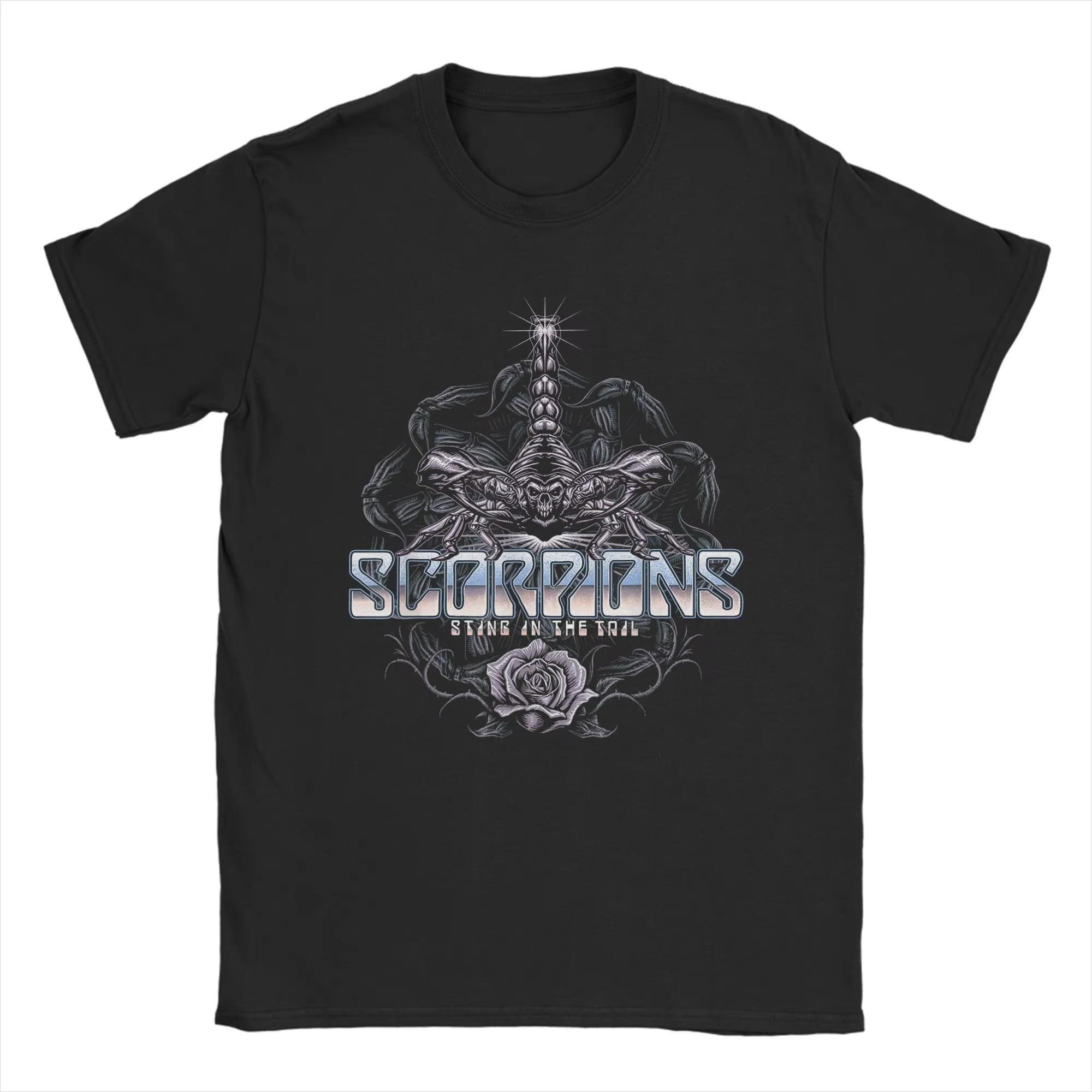 

First Sting Scorpions Рок-група Футболки Чоловічі Бавовняні Веселі Футболки З Круглим Вирізом Футболки З Коротким Рукавом Одяг З Графічним Принтом S