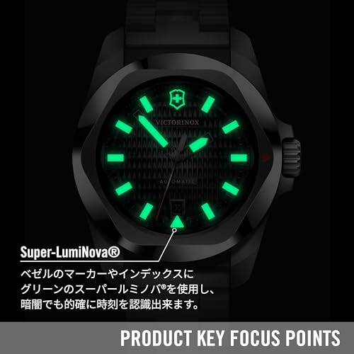 VICTORINOX I.N.O.X. Automatic Analog Watch, Waterproof, Men's, Automatic Winding, Blue Dial, Stainless Steel Bracelet, Stainless Steel Case (316L), In