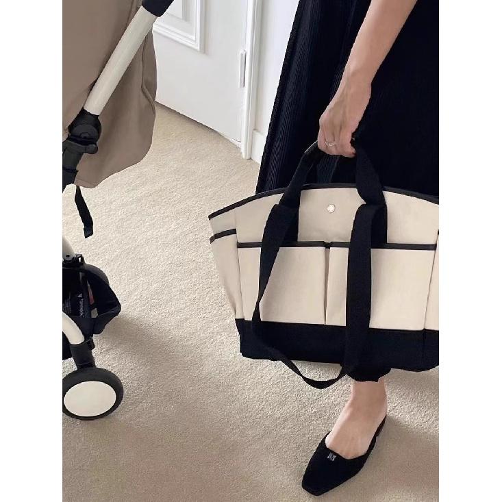 

New Style Large Capacity Mommy Bag for Outings, Casual Versatile Single Shoulder Handheld Lightweight Canvas Multifunctional Tote Bag