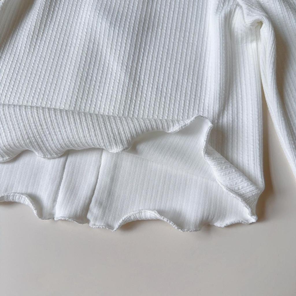 Girls' Korean Style Bow Long Sleeve Top for Autumn & Spring - BQB005