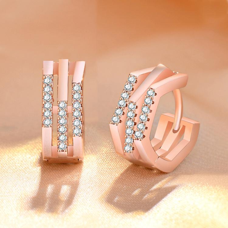 925 Sterling Silver Zircon Buckle Earrings For Women Fashion Exquisite Student Girlfriend Jewelry Accessories Party Gift