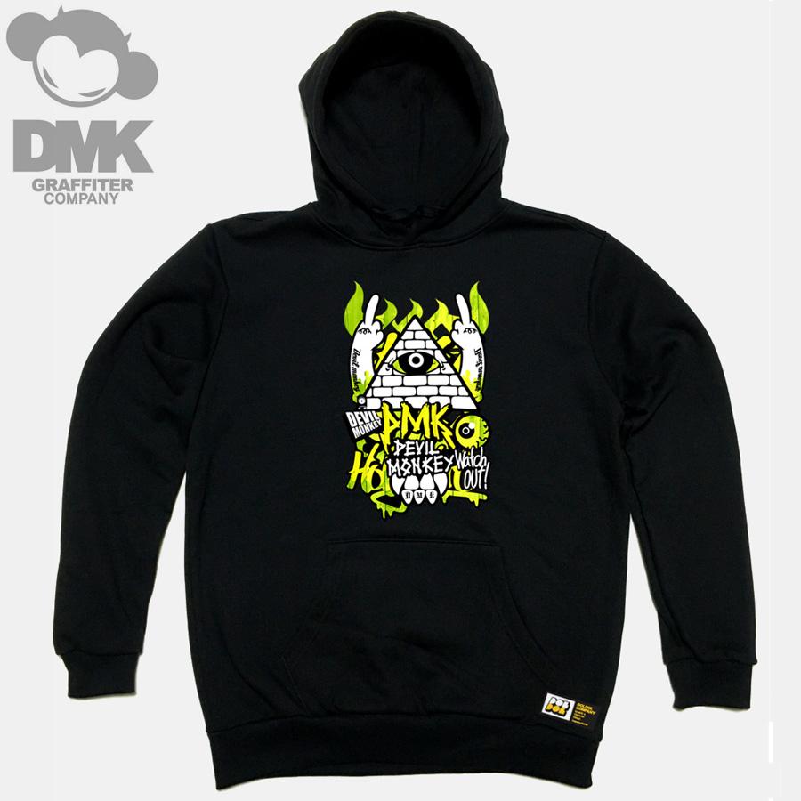 Doldol Dmk_Hoody_04 Graffiti Artist Devil Monkey Dmk Character Hoodie Black/S