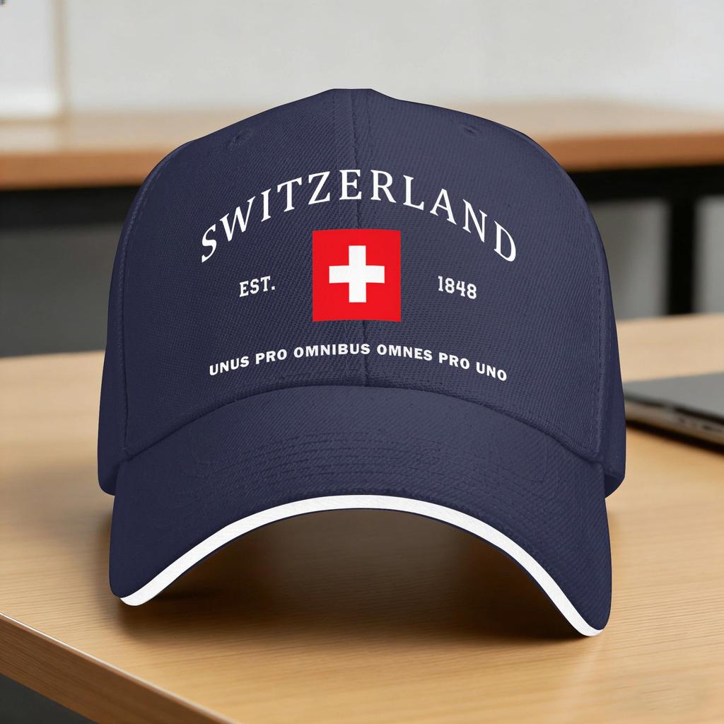 Swiss Switzerland Flag Baseball Cap Fitted Retro Women Unisex Trucker Hat Sun Visor Print Tennis Skate Snapback Cap Gift Idea