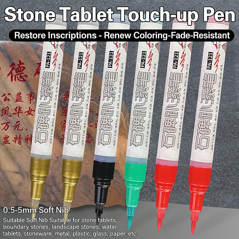 3Pcs Golden Tombstone Paint Markers Waterproof Weatherproof Pen for Restoring Faded Inscriptions on Granite