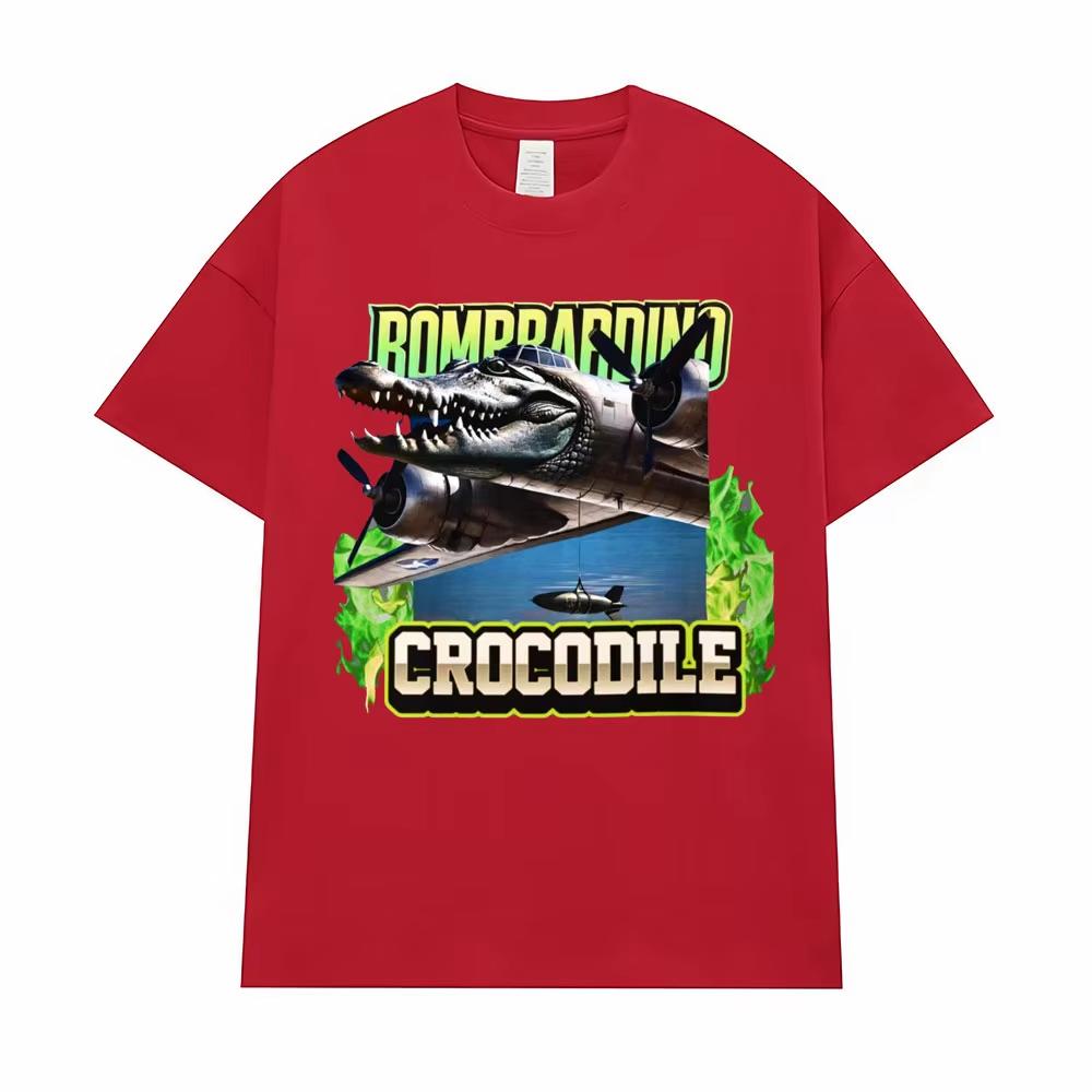 

Bombardino Crocodile Funny Reptile Meme T-shirts for Men Fashion Gothic High Quality T Shirt Women Vintage Short Sleeve T-shirts 4XL