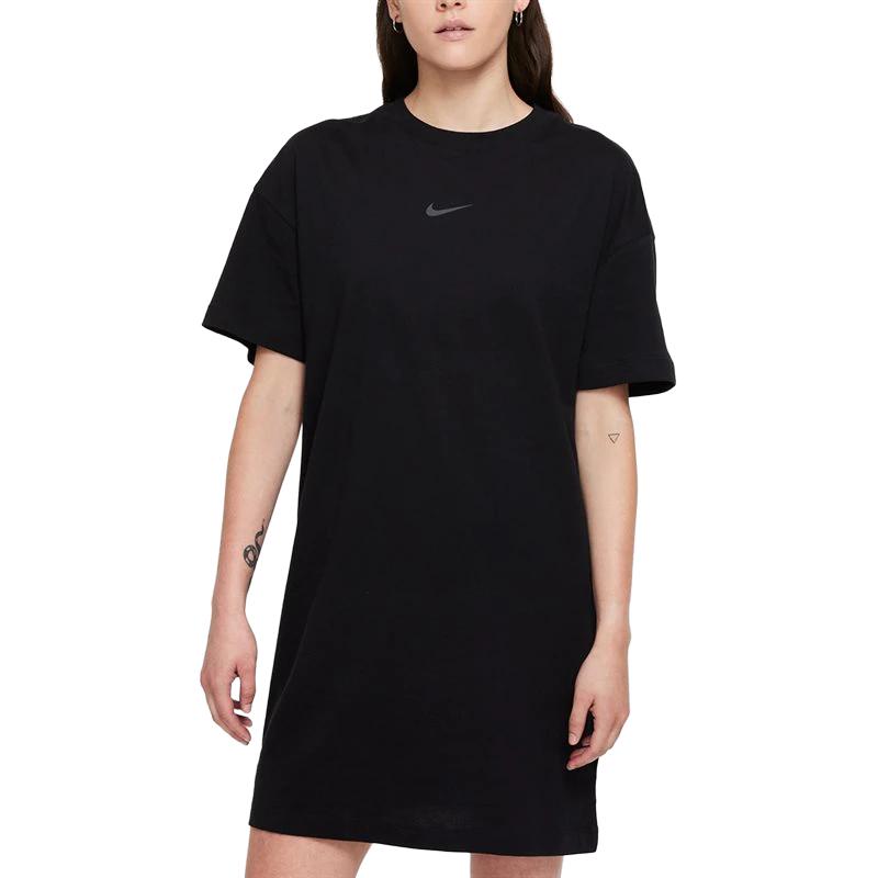 Nike Casual Loose Soft Comfortable Breathable Round Neck Short Sleeve Dress Women Dresses Black DM4664-010