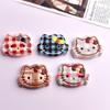 Plaid Cat Head Resin Accessories - Handmade Hair Clips & Phone Case Pendants